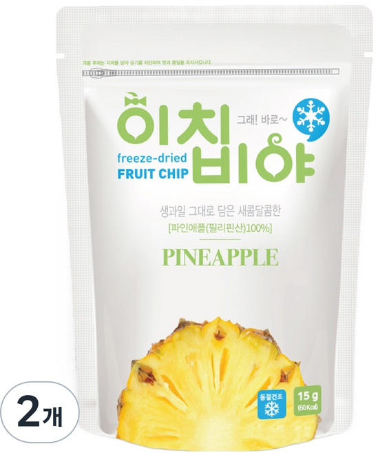 이치비야 동결건조 과일칩 파인애플, 15g, 2개