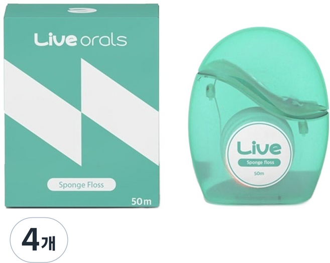 라이브오랄스 스펀지 치실, 50m, 1개입, 4개