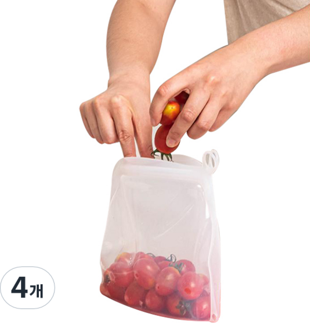 생활백서 제로웨이스트 실리콘 지퍼백, 500ml, 1개입, 4개