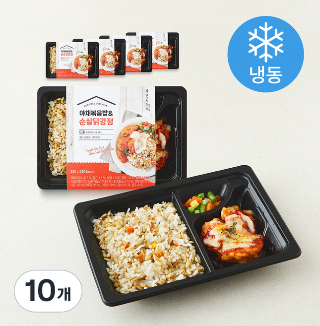 바르닭 바른도시락 야채볶음밥 & 순살닭강정 (냉동), 200g, 10개