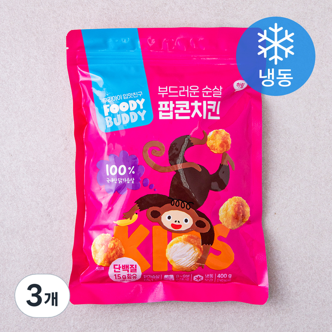푸디버디 순살 팝콘치킨 (냉동), 400g, 3개