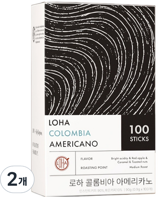 LOHA 콜롬비아 아메리카노 원두커피스틱, 1g, 100개입, 2개