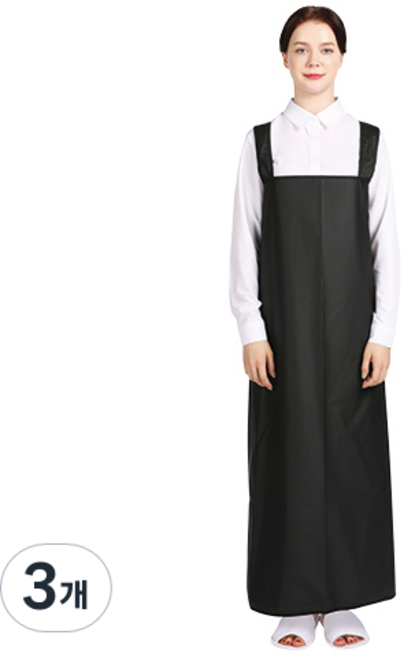 웰프런 우레탄 방수앞치마 검정파이핑 대, 무광블랙, 3개