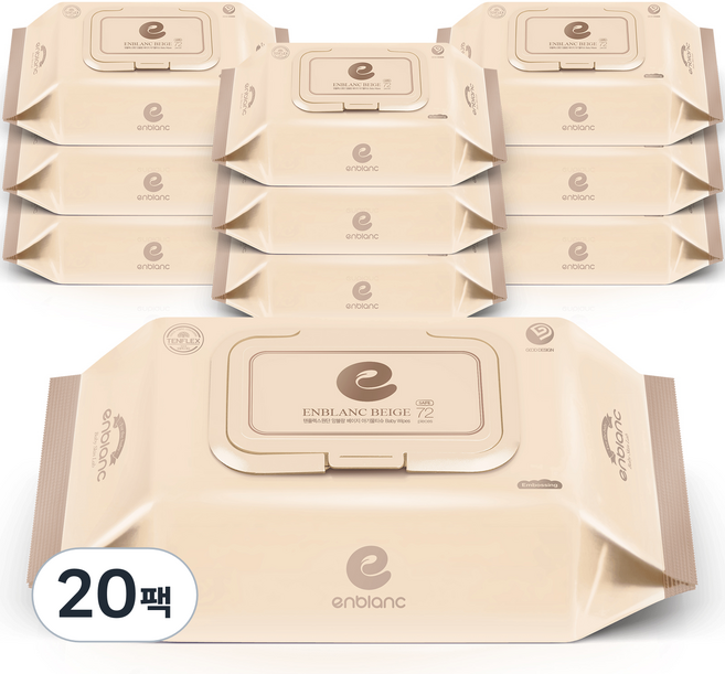 앙블랑 세이프 베이지 유아물티슈 캡형 N-GC10, 70g, 72매, 20개