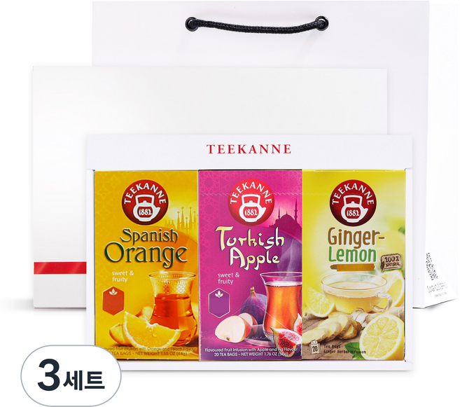 티칸네 과일티 3종 선물세트, 3세트, 스페니쉬오렌지 20p + 터키쉬애플 20p + 진저레몬 20p