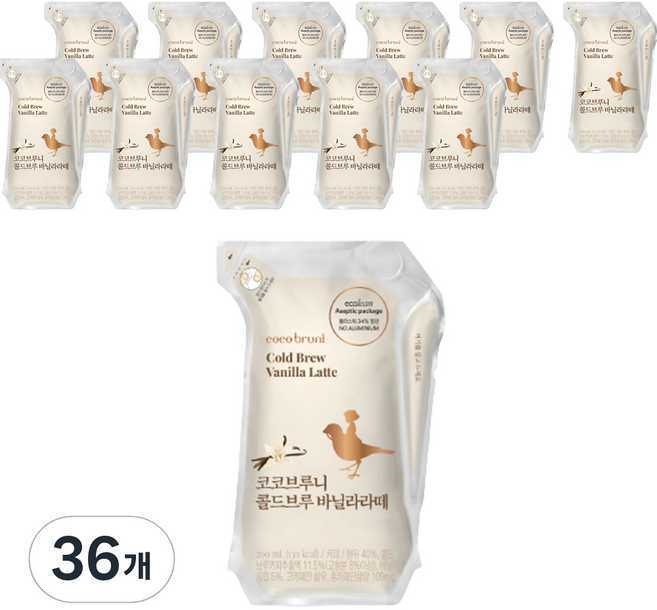 코코브루니 콜드브루 바닐라라떼, 200ml, 36개