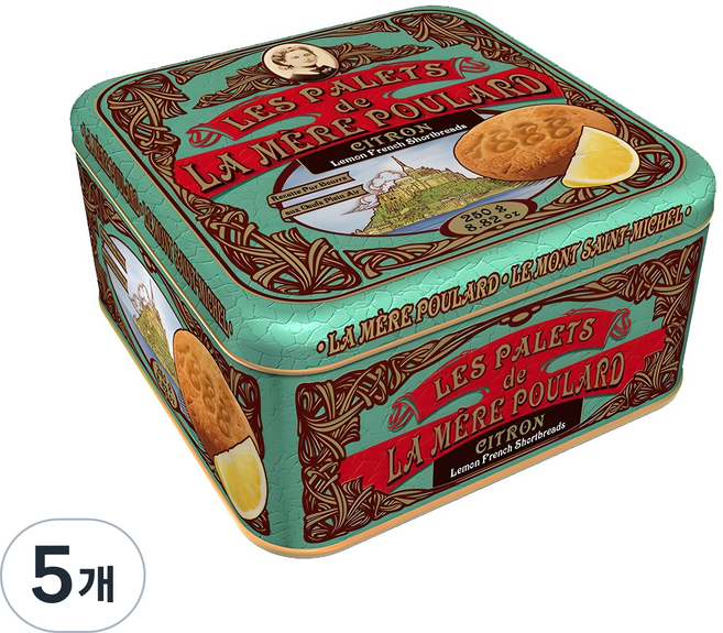 La Mère Poulard 檸檬派鐵盒餅乾, 5個, 250g