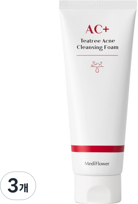 MediFlower 茶樹抗痘潔面乳, 3個, 150ml