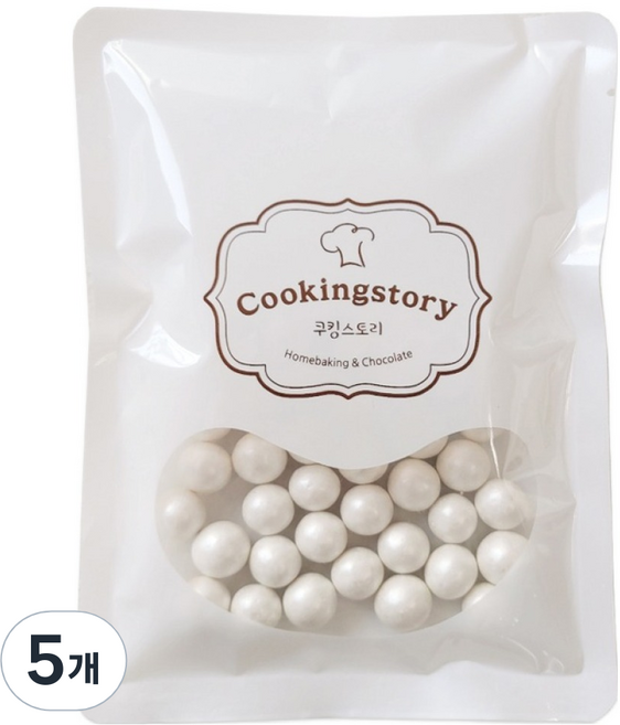 쿠킹스토리 럭스 펄 초콜릿 장식물 펄화이트, 50g, 5개