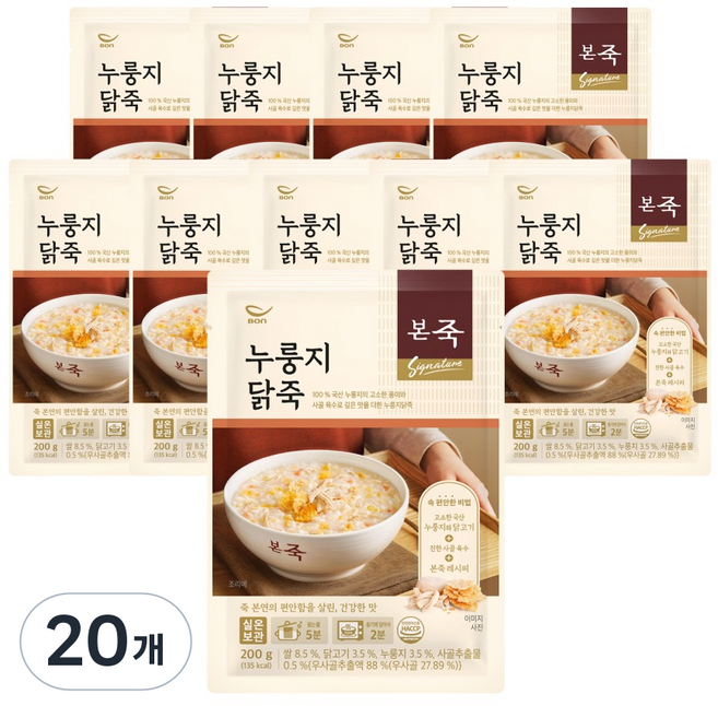 본죽 누룽지닭죽, 200g, 20개