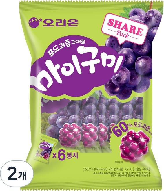 마이구미 오리온 젤리 포도 6개입, 259.2g, 2개