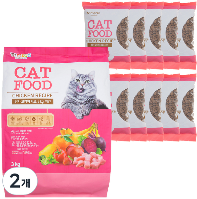 탐사 고양이 사료 치킨, 3kg, 2개, 닭