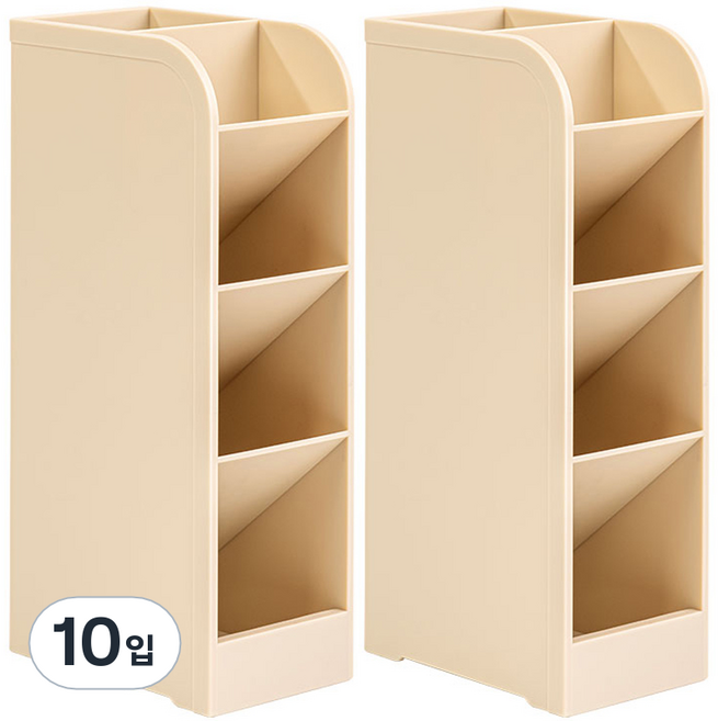 델리 데스크 오거나이저 5칸 분리 사선꽂이 정리함 8938-0, 아이보리, 10입