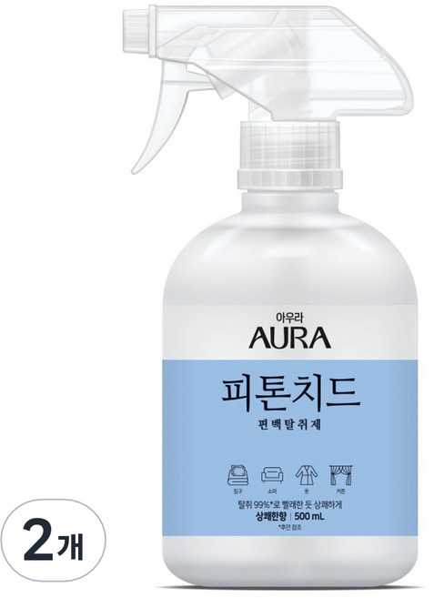 아우라 피톤치드 편백탈취제 상쾌한향 본품, 500ml, 2개