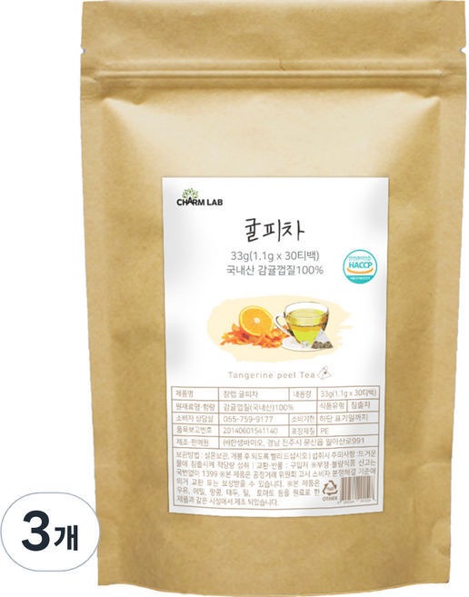 참랩 귤피차, 1.1g, 30개입, 3개
