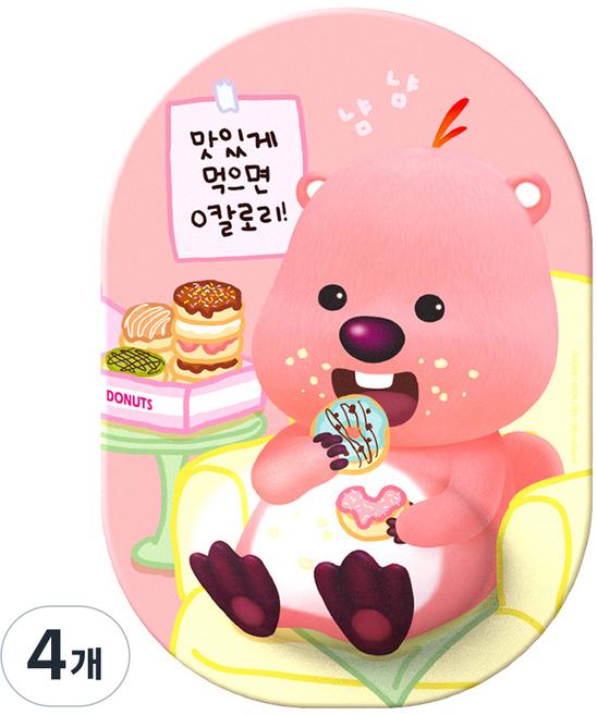 로이체 잔망루피 쿠션 마우스패드 ICNS-RCP-C-LP, 4개, 혼합색상