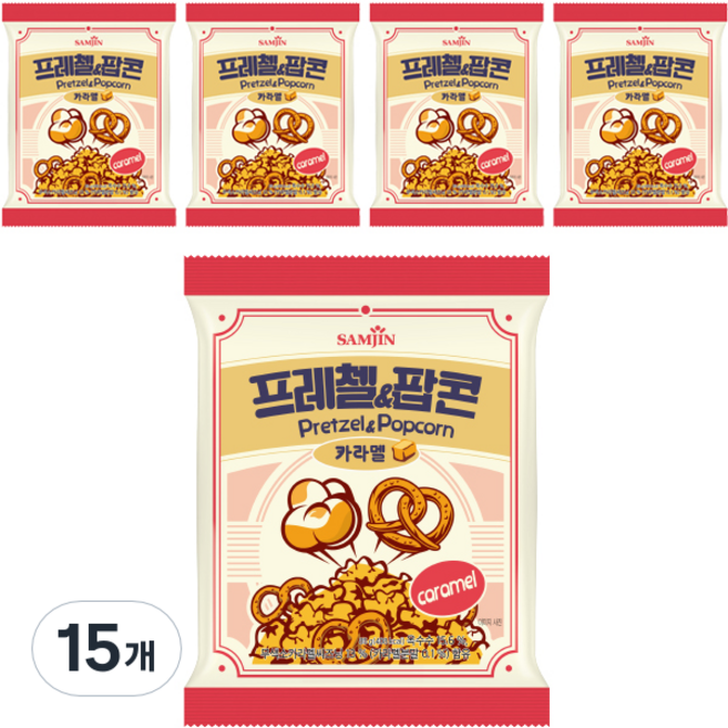 삼진 프레첼 & 팝콘 카라멜, 85g, 15개