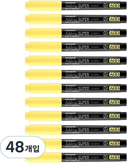 모나미 에딩슈퍼 600 형광펜, 파스텔옐로우, 48개입