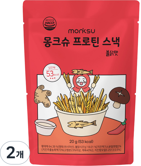 몽크슈 프로틴 스낵 불닭맛, 20g, 2개