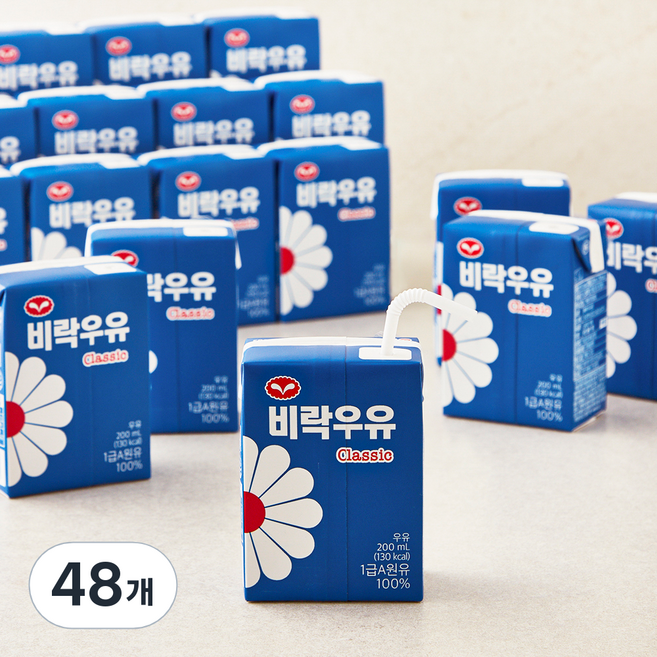 비락 클래식 우유, 48개, 200ml