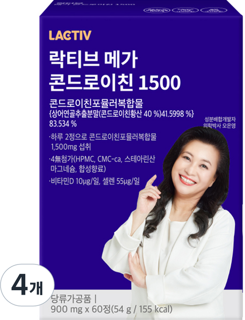 락티브 메가 콘드로이친 1500 영양제 54g, 60정, 4개