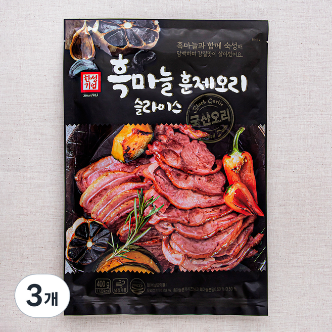 한성기업 흑마늘 훈제오리 슬라이스, 400g, 3개