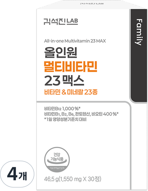 김석진랩 올인원 멀티비타민 23맥스 46.5g, 4개, 30정