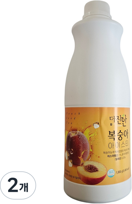 웰파인 더진한 복숭아 아이스티, 1.8kg, 2개