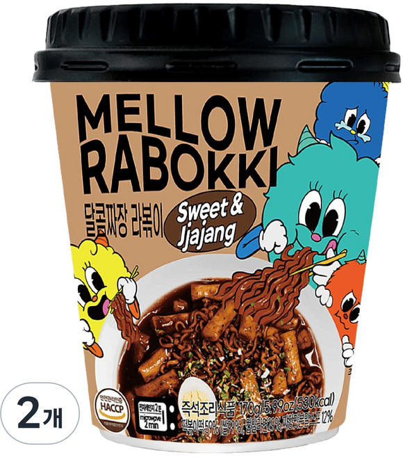 멜로우빈 멜로우 달콤 짜장 라볶이, 170g, 2개