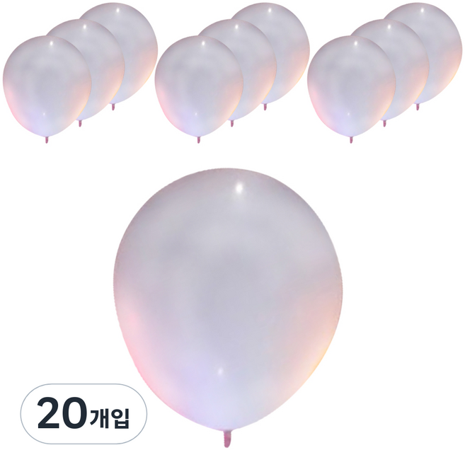 Partybok.com LED氣球, 白色, 20入