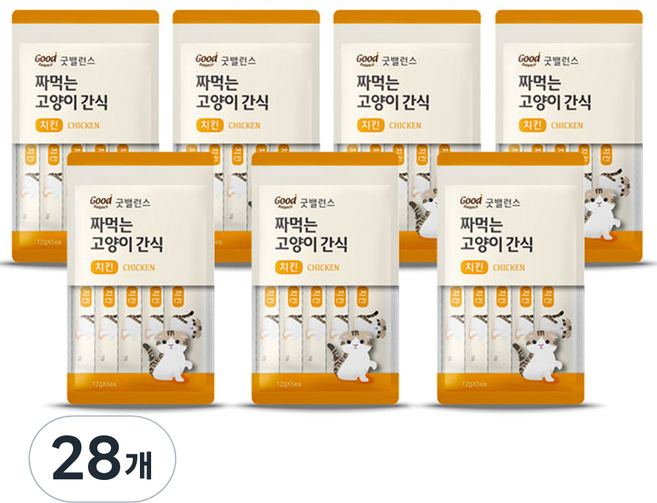 굿밸런스 짜먹는 고양이 간식, 치킨, 60g, 28개