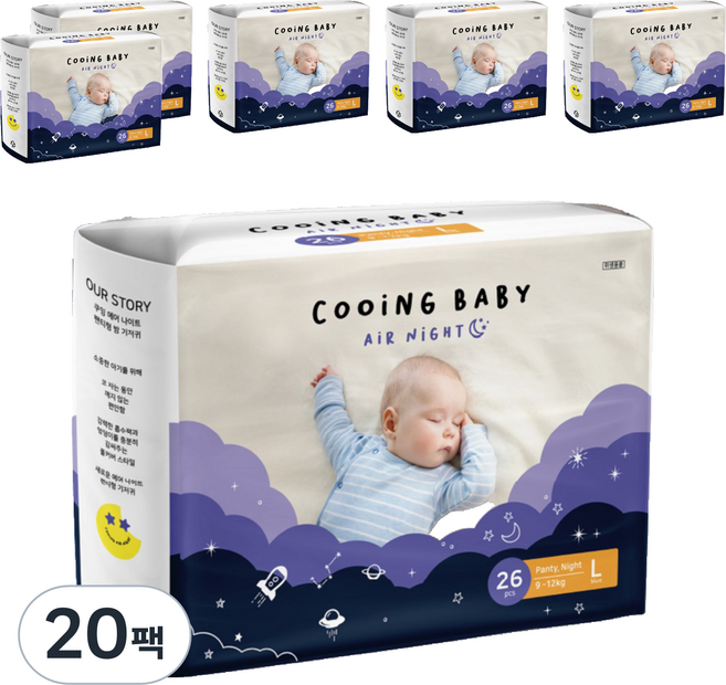 Cooing 쿠잉 에어나이트 팬티, 대형(L), 520매