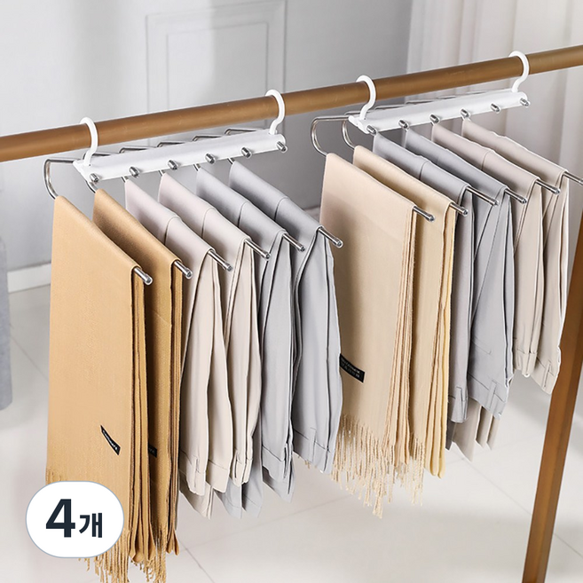 홈바내쓰 접이식 바지걸이 바지정리 접는 논슬립 행거 수납 치마걸이 6단, 4개