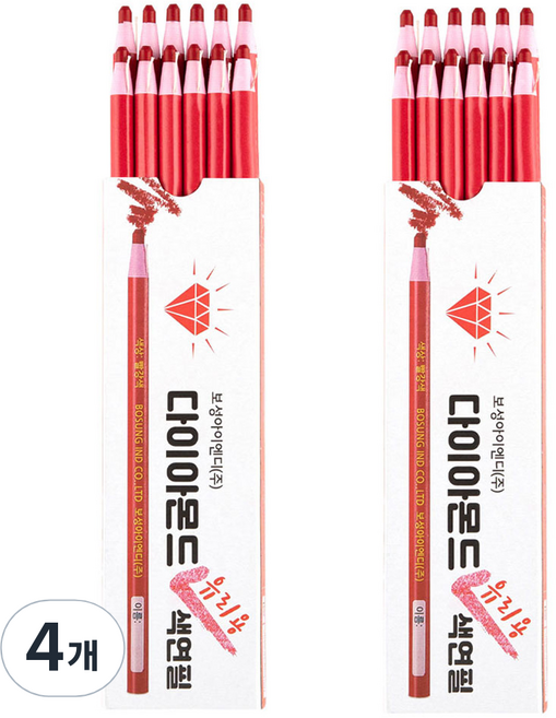 보성아이엔디 다이아몬드 유리용 색연필 적색 12p, 1색, 4개