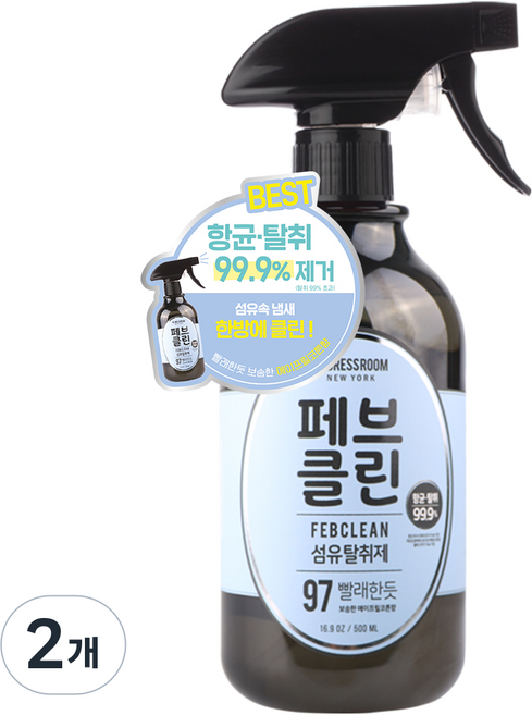 더블유드레스룸 페브클린 섬유탈취제 본품, 500ml, 2개