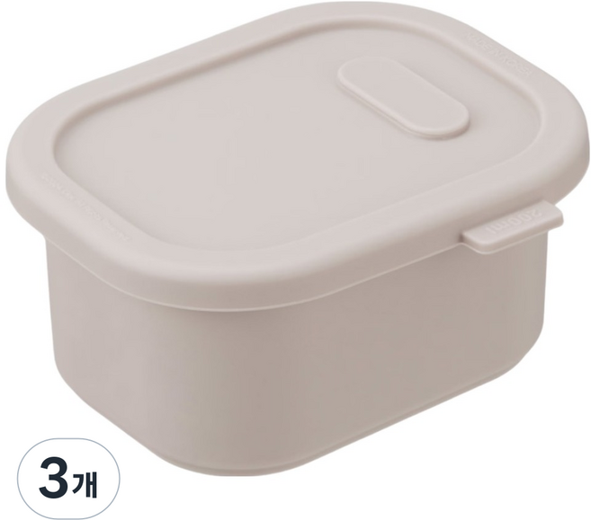 디아르 플래티넘 실리콘 냉동밥보관 밀폐용기 오트밀베이지, 3개, 200ml