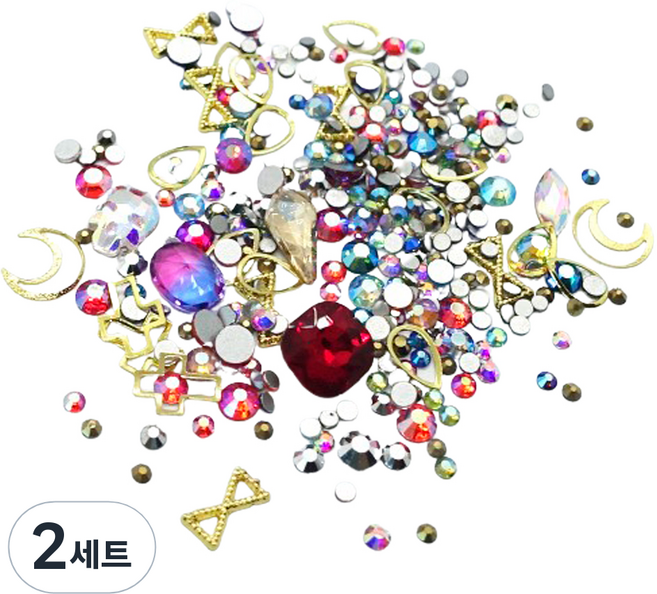 메이브라운 골드 참파츠 네일스톤 오로라믹스 세트, 혼합색상, 2세트