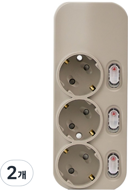 터논 밀크탭 멀티탭 3구, 2.5m, 모카라떼, 2개