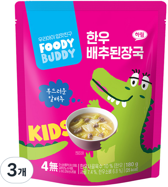 푸디버디 한우 배추된장국, 180g, 3개