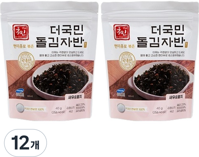 더국민 현미유 돌김자반 새우 & 멸치, 40g, 12개