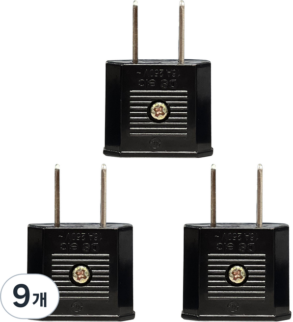 Home Planet 韓國製造 220V轉110V 螺絲型旅行用轉接插頭, 黑色, 43mm, 9個