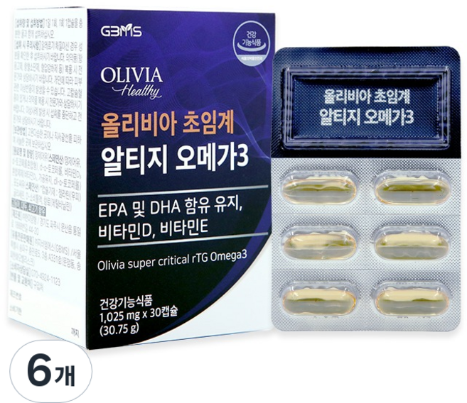 지비엠에스 올리비아 초임계 알티지 오메가3 1개월분, 30.75g, 6개