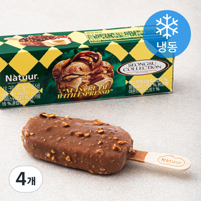 나뚜루 넛츠 크림 위드 에스프레소 바 아이스크림 (냉동), 90ml, 1개입, 4개