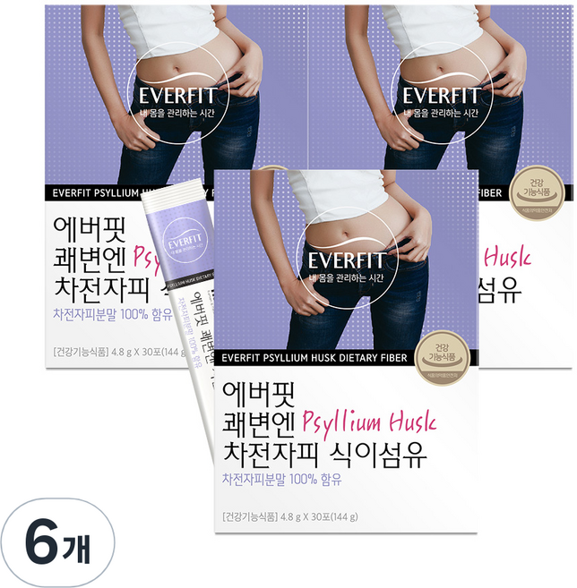 에버핏 쾌변엔 차전자피 식이섬유, 144g, 6개
