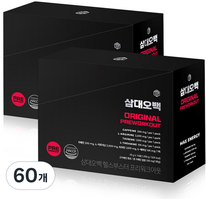 삼대오백 헬스부스터 프리워크아웃 에너지음료, 70g, 60개