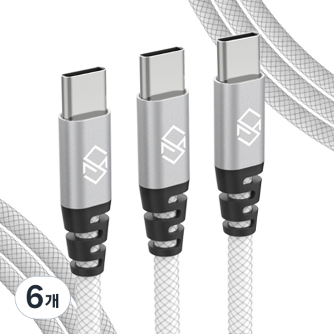신지모루 메쉬 C타입 고속충전 케이블, 3m, 화이트, 6개