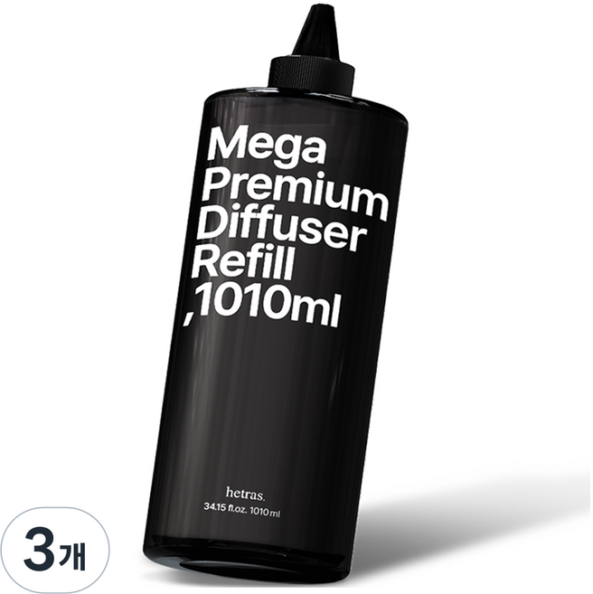 헤트라스 메가 프리미엄 대용량 디퓨저 리필 + 뾰족캡, 블랙체리, 1.01L, 3개