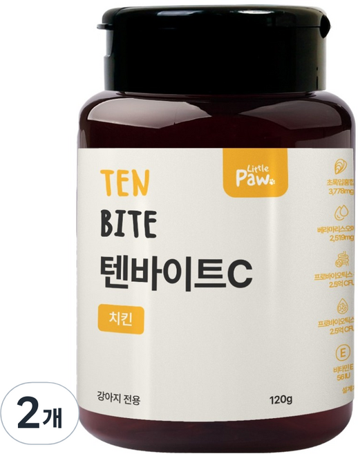 리틀포우 강아지 텐바이트 영양간식, 120g, 2개, C 치킨