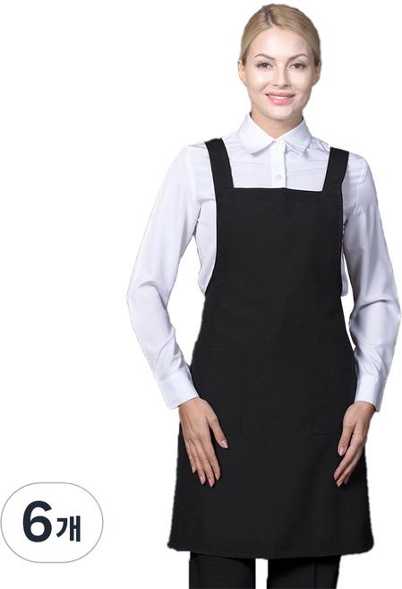폴리 민자 앞치마, 검정, 6개
