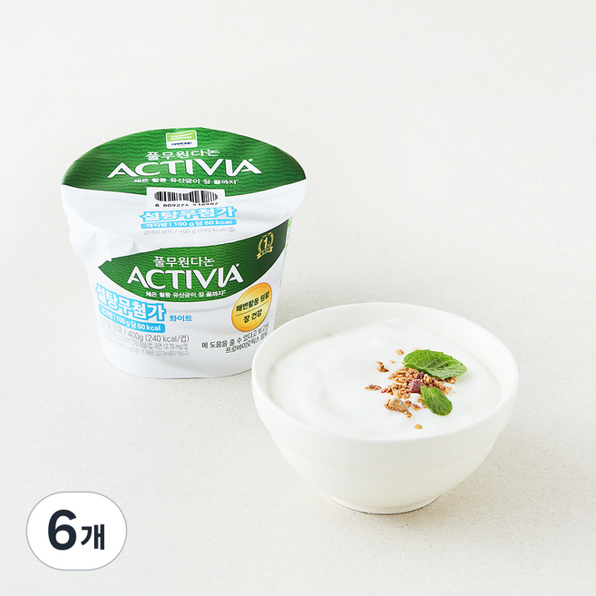 풀무원 액티비아 설탕무첨가 화이트, 400g, 6개